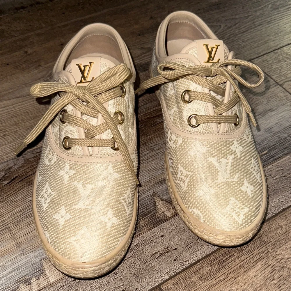 Louis Vuitton Tan Monogram Espadrilles - Picture 1 of 6